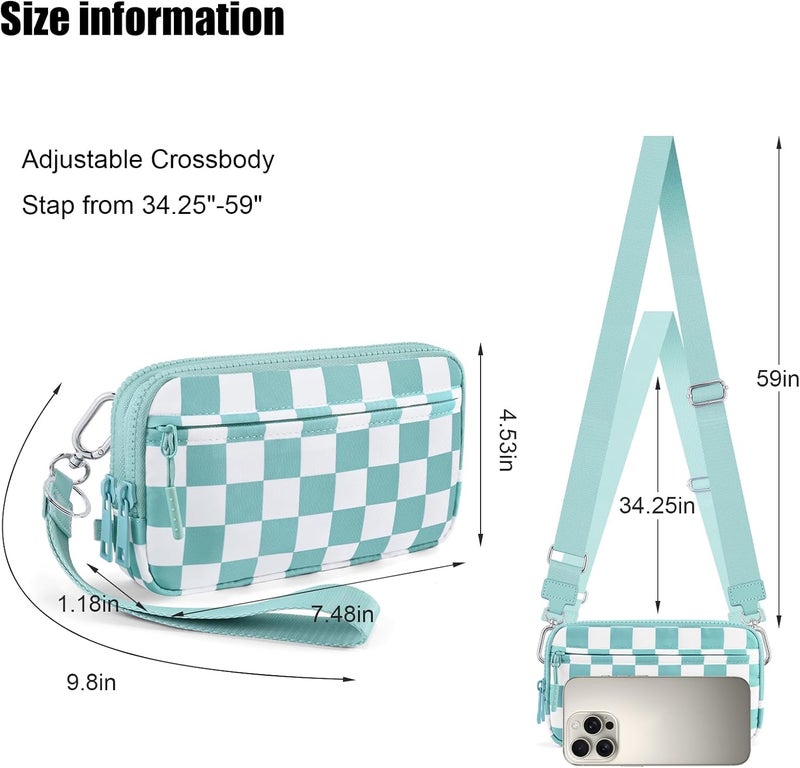 NEWROGENG Checkered WristleWallets for Women, RFID Wallet Crossbody with 4 Zippers, Credit Card Holder Cell Phone Organizer - Image 4